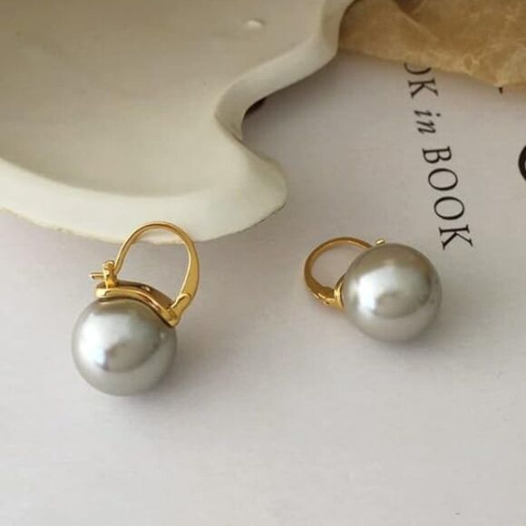 Sterling Silver Shell Pearl Drop Earrings Dangle Mother of Pearl Earring Sz 12mm - Picture 6 of 6
